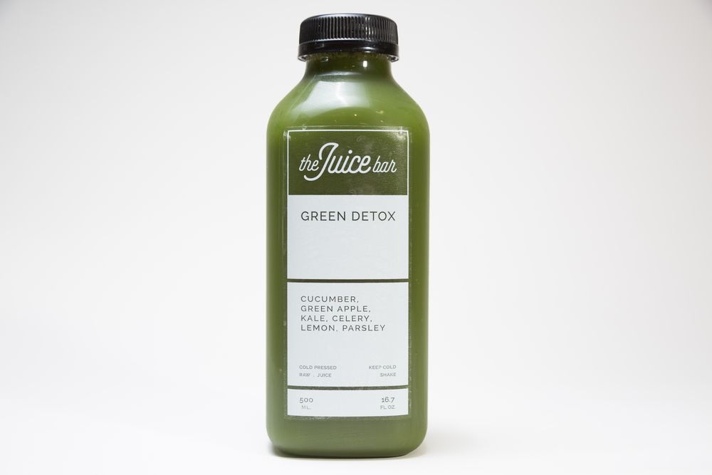 Green Detox bottle on white